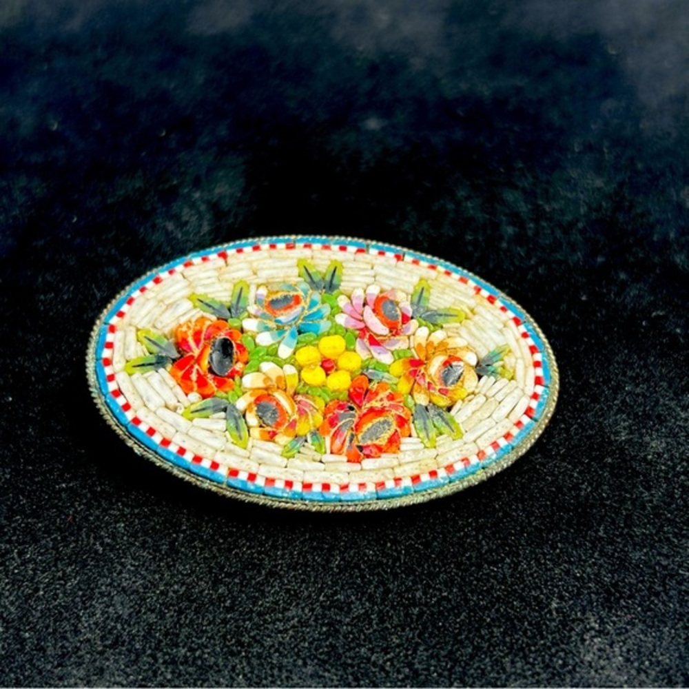 Victorian Micro-mosaic Brooch in Brass